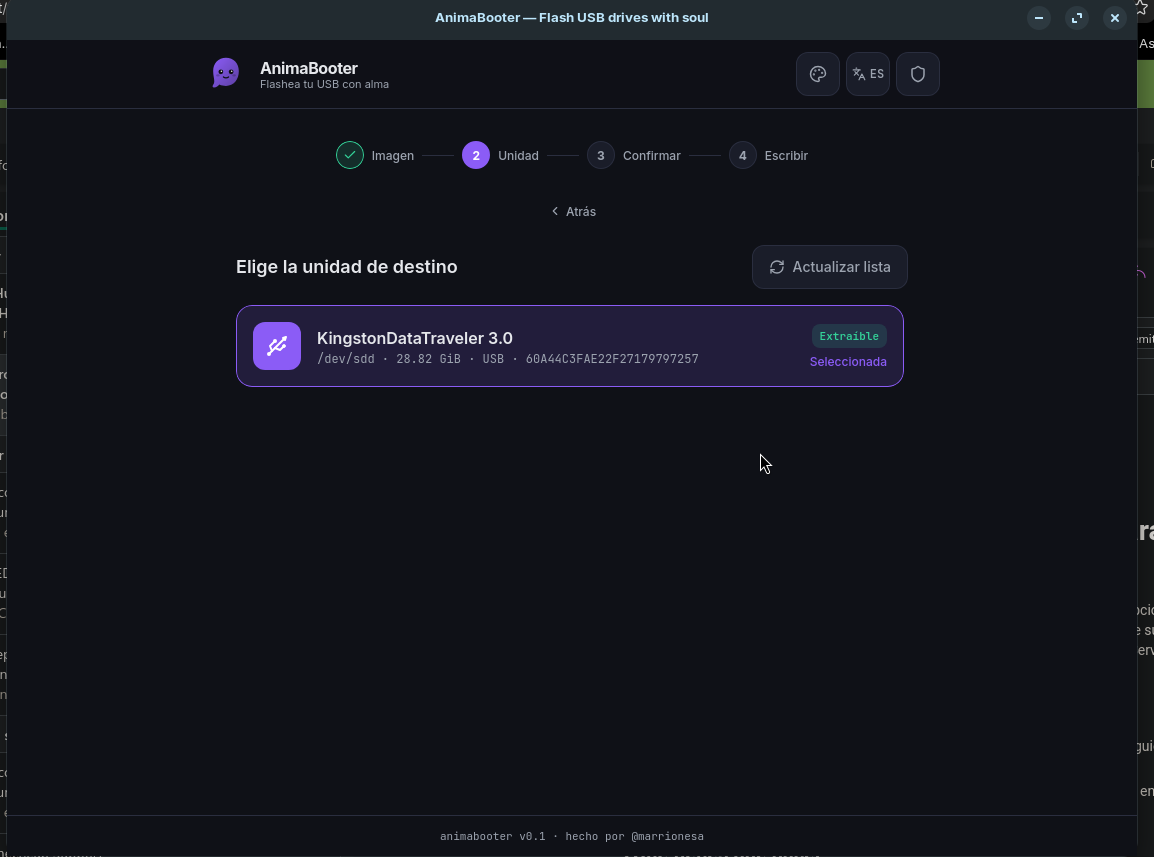 Step 2 — choose the target drive